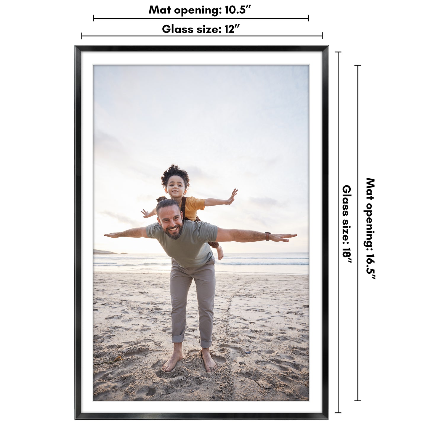 Aluminum Picture Frame | With Mat | Modern Metal Finish | Wall Art Decor Display
