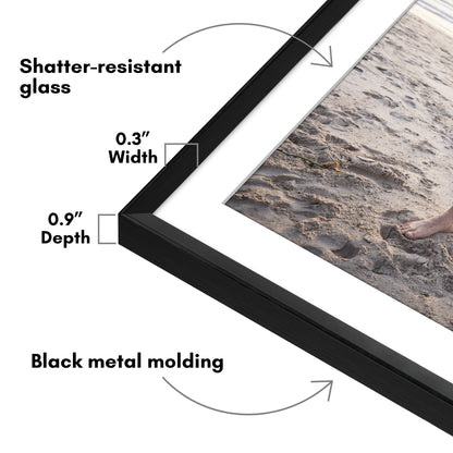Aluminum Picture Frame | With Mat | Modern Metal Finish | Wall Art Decor Display