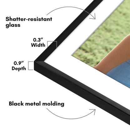 Aluminum Picture Frame | With Mat | Modern Metal Finish | Wall Art Decor Display