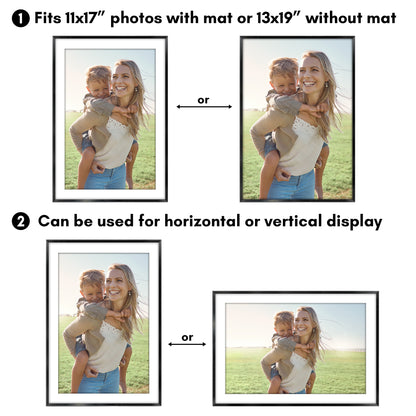 Aluminum Picture Frame | With Mat | Modern Metal Finish | Wall Art Decor Display