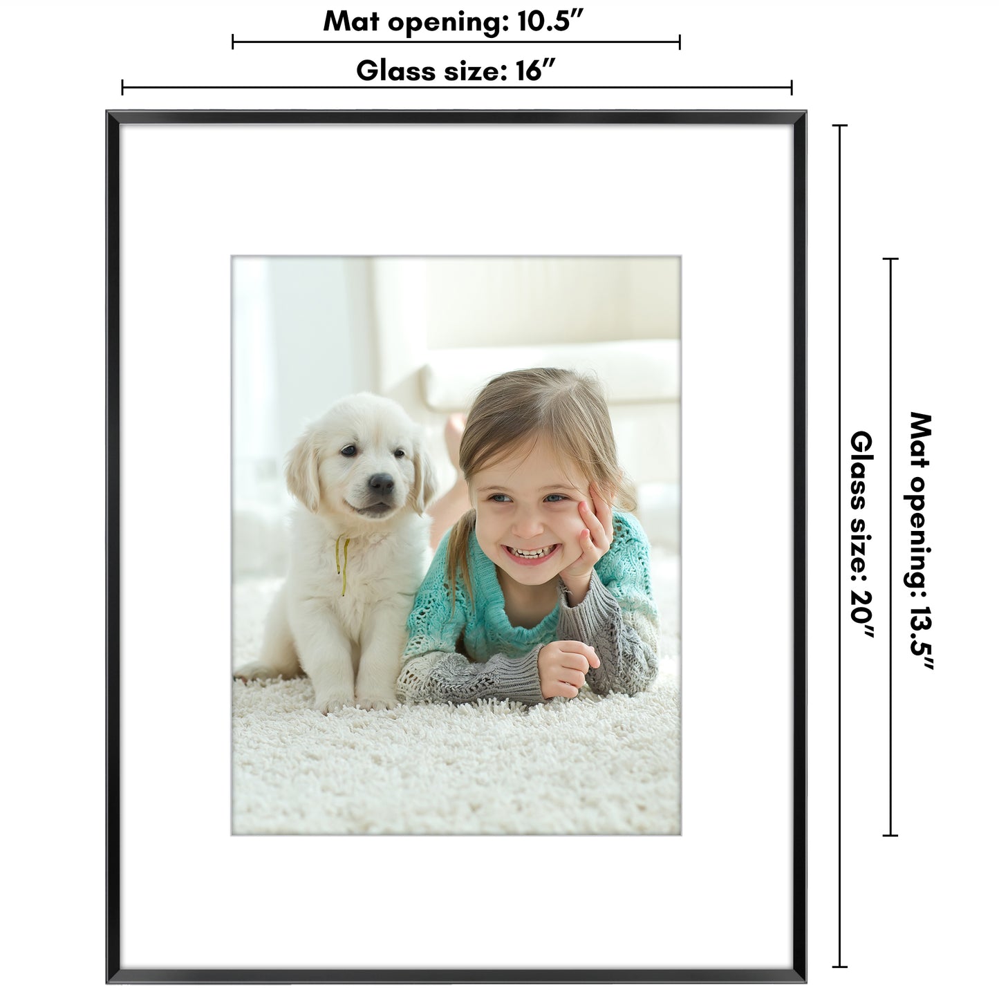 Aluminum Picture Frame | With Mat | Modern Metal Finish | Wall Art Decor Display