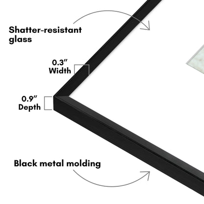Aluminum Picture Frame | With Mat | Modern Metal Finish | Wall Art Decor Display