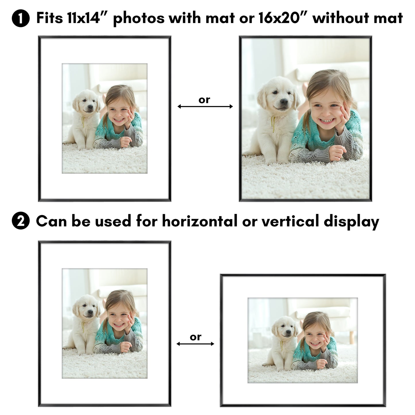 Aluminum Picture Frame | With Mat | Modern Metal Finish | Wall Art Decor Display