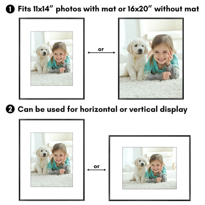 Aluminum Picture Frame | With Mat | Modern Metal Finish | Wall Art Decor Display
