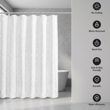 71x71 Woven Linen Shower Curtain with Tassel Accents and 12 Grommets | Textured Designs