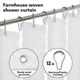 71x71 Woven Linen Shower Curtain with Tassel Accents and 12 Grommets | Textured Designs