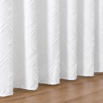 71x71 Woven Linen Shower Curtain with Tassel Accents and 12 Grommets | Textured Designs