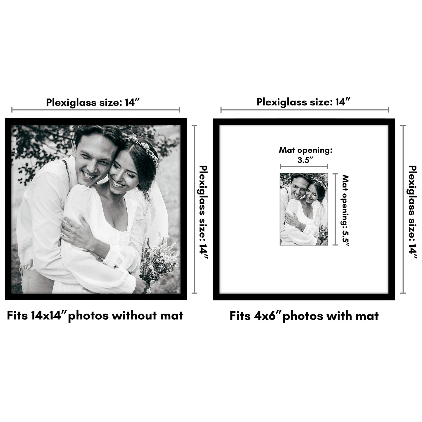 Picture Frame | Decorative Thin Border | Oversized Mat | Shatter-Resistant Glass