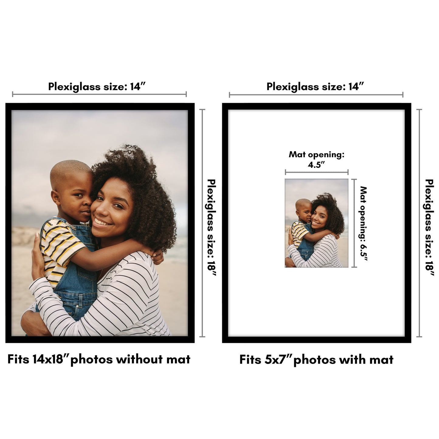 Picture Frame | Decorative Thin Border | Oversized Mat | Shatter-Resistant Glass