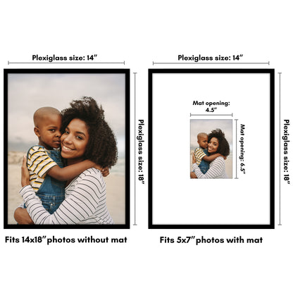 Picture Frame | Decorative Thin Border | Oversized Mat | Shatter-Resistant Glass