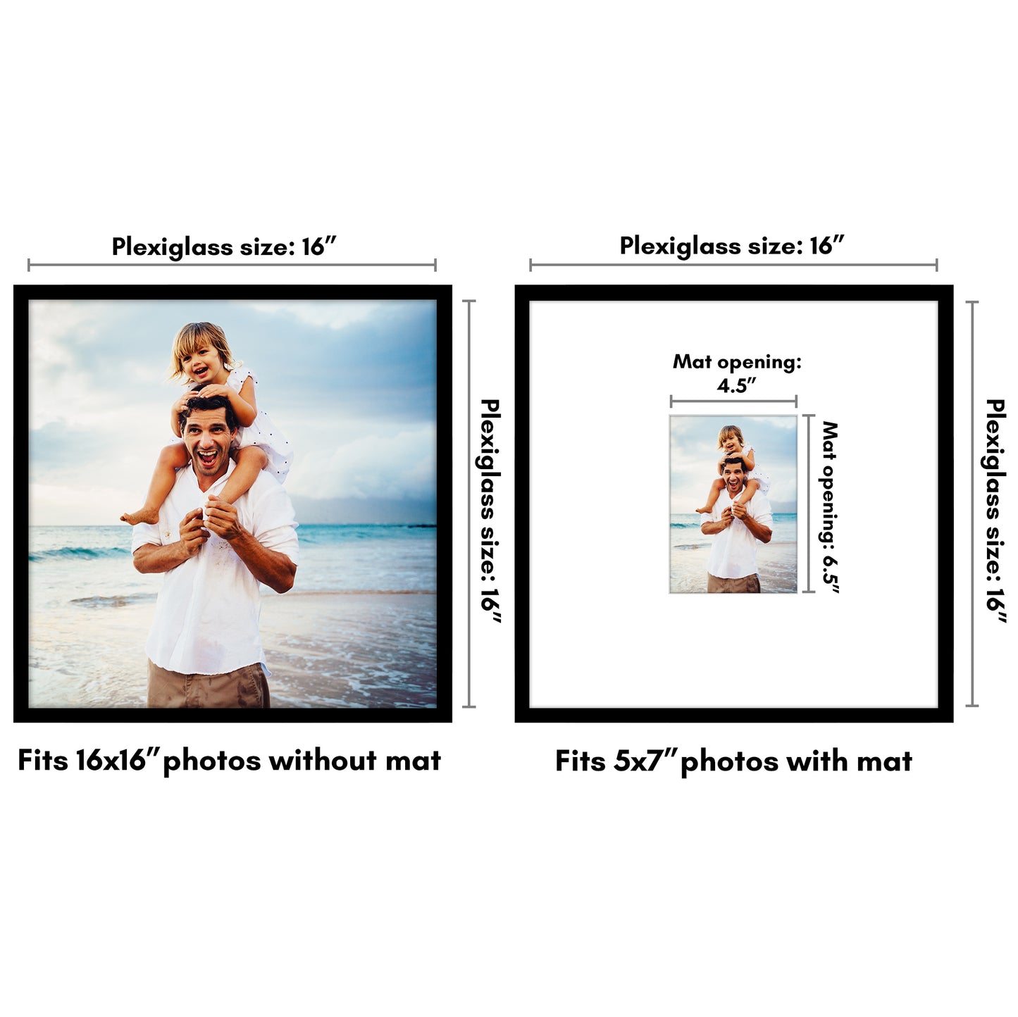 Picture Frame | Decorative Thin Border | Oversized Mat | Shatter-Resistant Glass