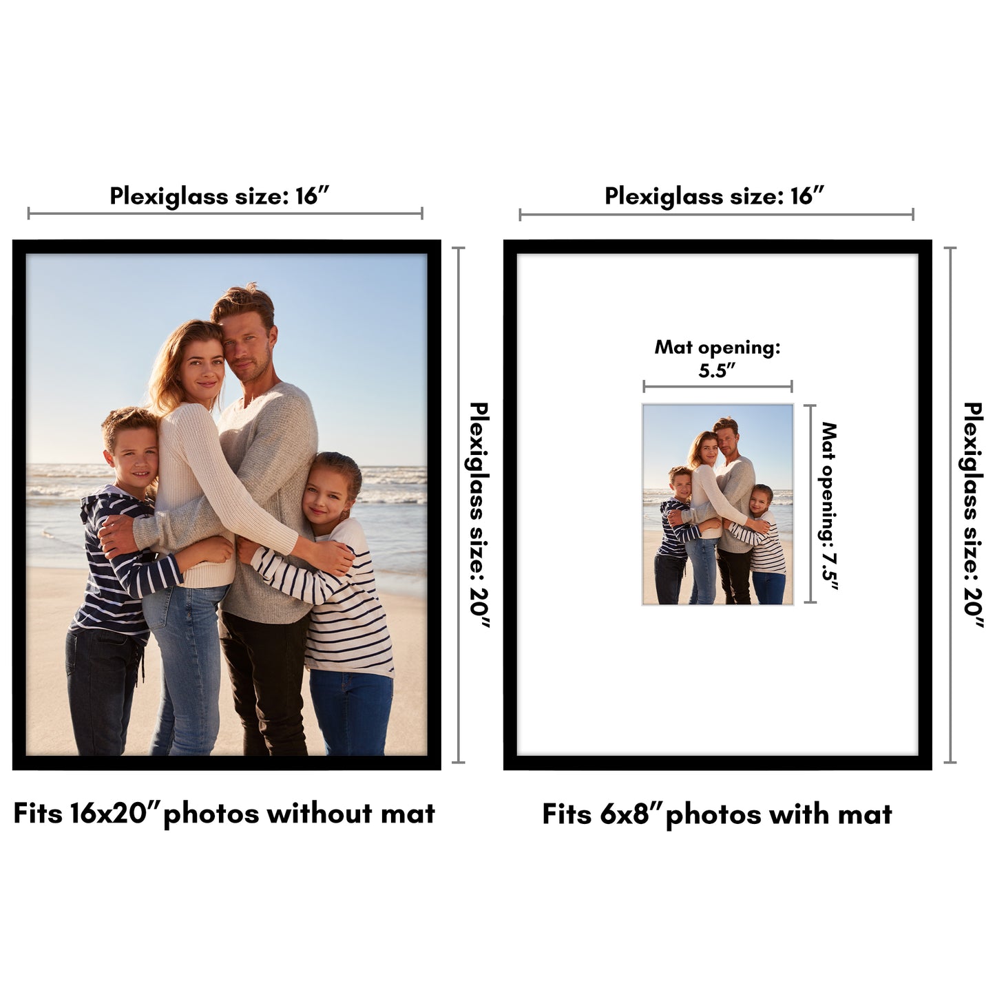 Picture Frame | Decorative Thin Border | Oversized Mat | Shatter-Resistant Glass