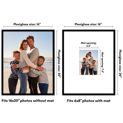 Picture Frame | Decorative Thin Border | Oversized Mat | Shatter-Resistant Glass