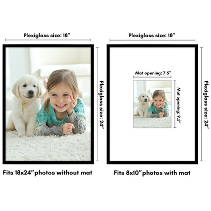 Picture Frame | Decorative Thin Border | Oversized Mat | Shatter-Resistant Glass