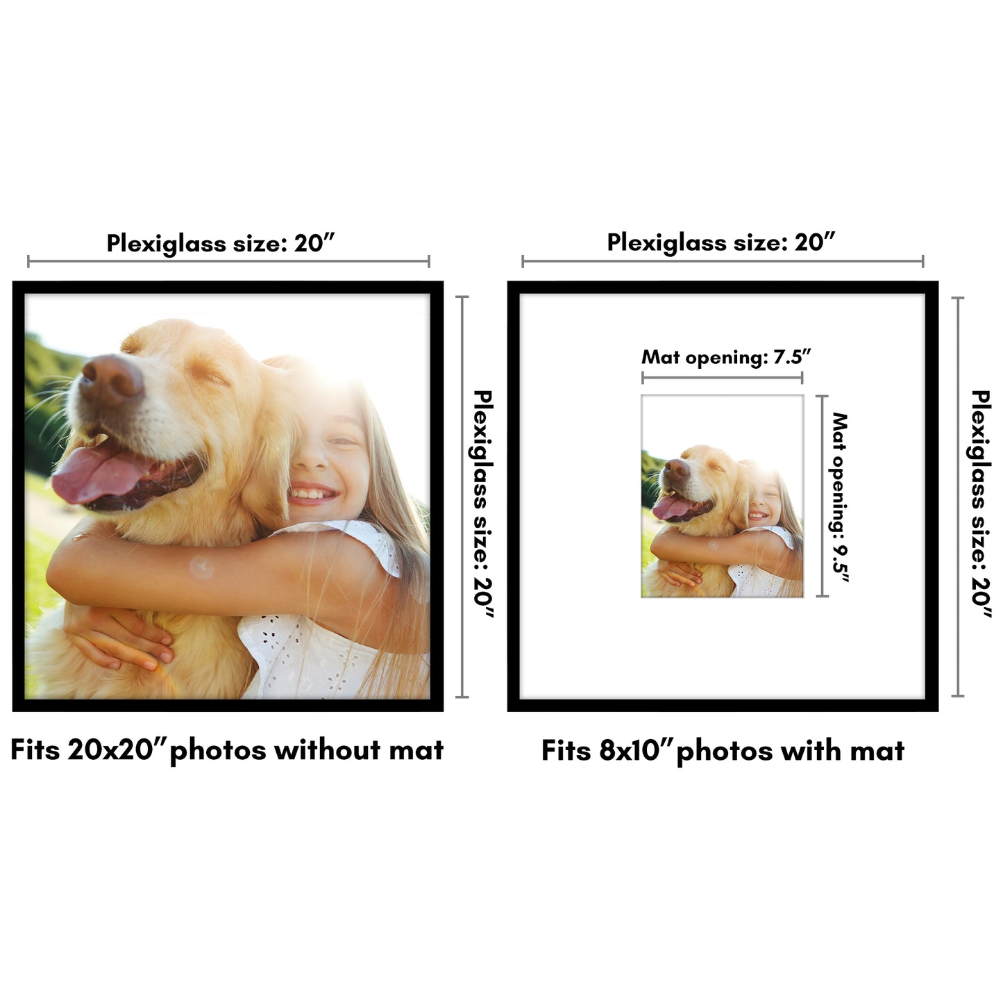 Picture Frame | Decorative Thin Border | Oversized Mat | Shatter-Resistant Glass
