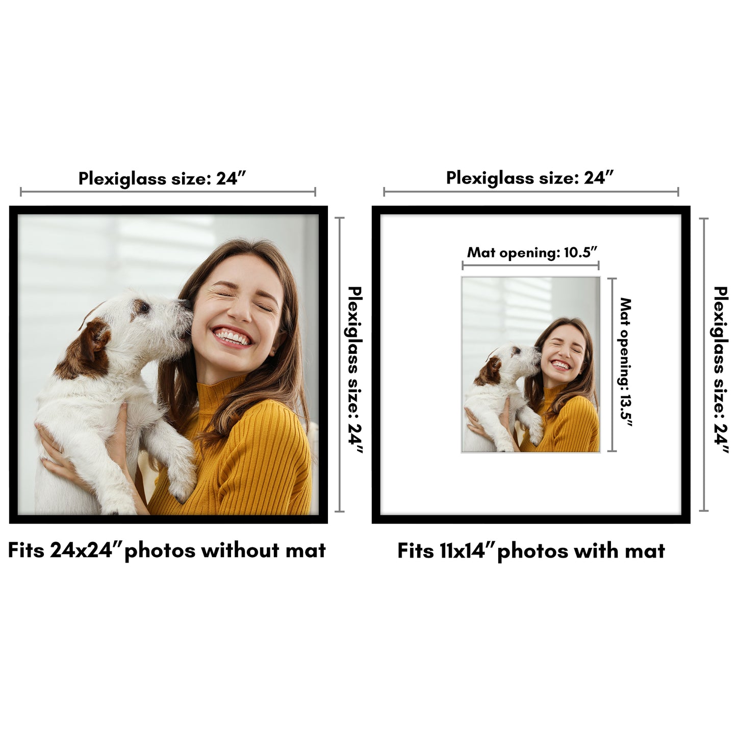 Picture Frame | Decorative Thin Border | Oversized Mat | Shatter-Resistant Glass