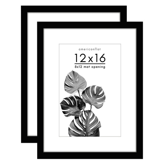 12x16 Picture Frame in Black - Composite Wood with Shatter Resistant Glass - Vertical Formats for Wall