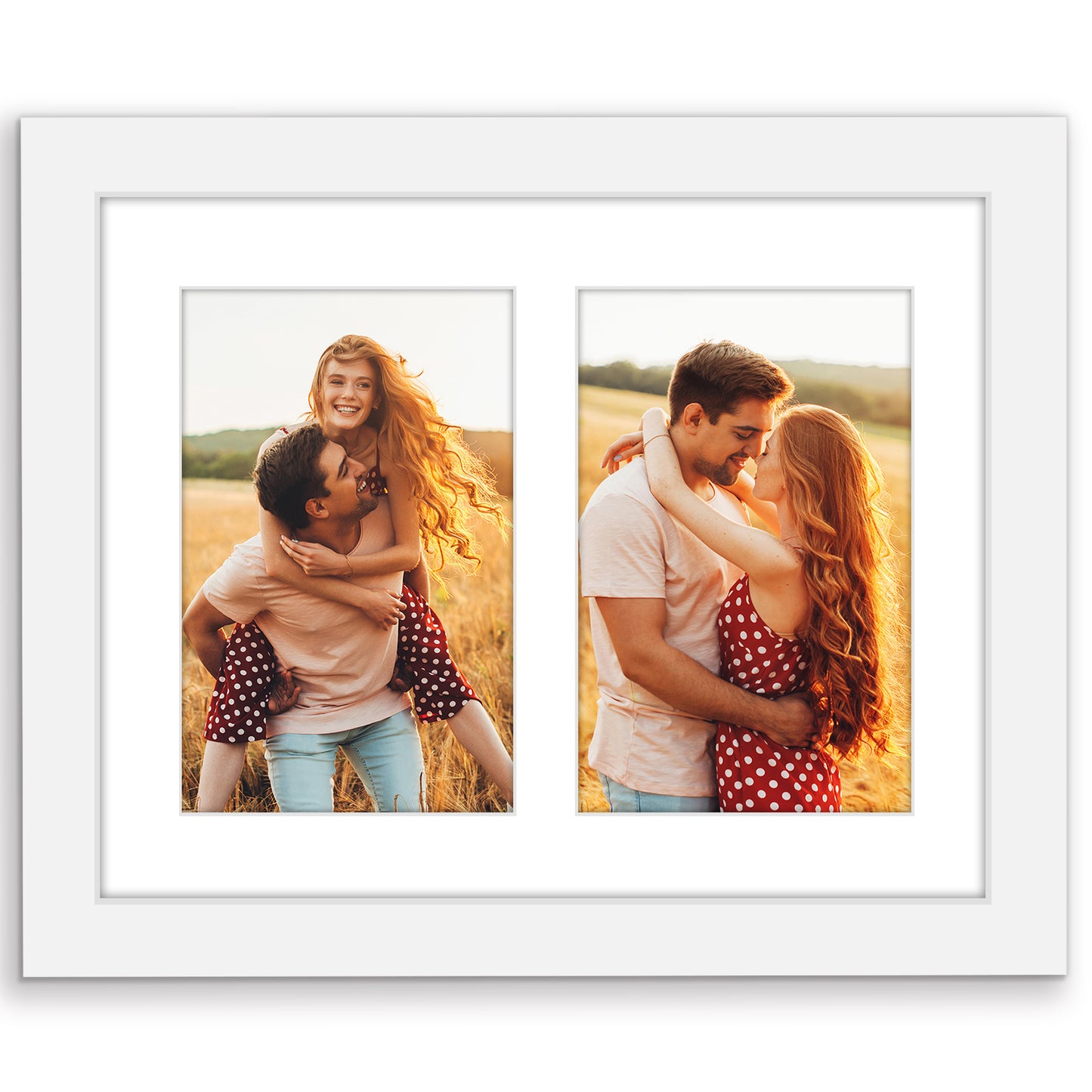 Americanflat 8x10 Double Picture Frame | Displays Two 4x6 Photos - White
