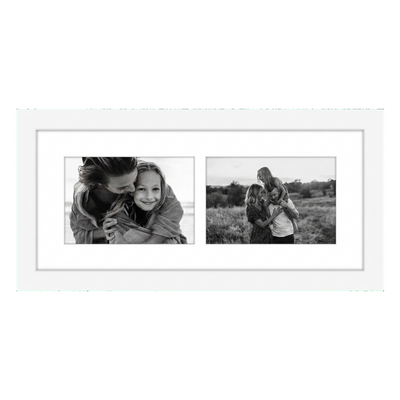 Signature Matted Engineered Wood Collage Frame — 6x14 with 4x6 mat / White / 2 Opening