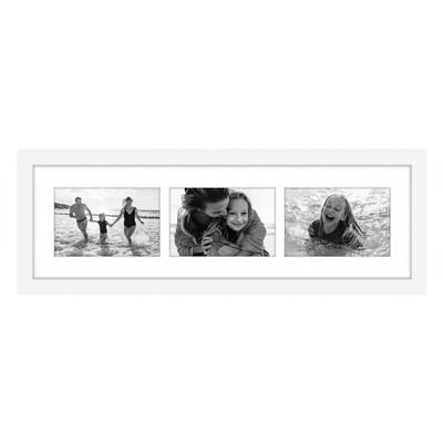 Signature Matted Engineered Wood Collage Frame — 6x20 / White / 3 Opening