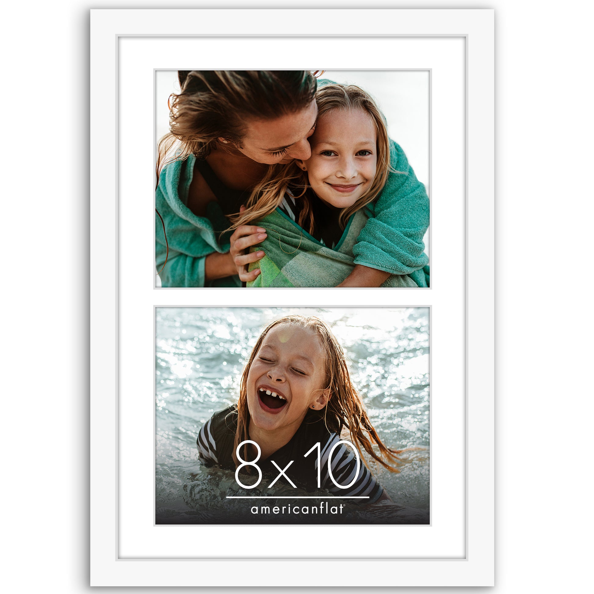 Americanflat Double Picture Frame | CF1218WHT2810 | Shatter-Resistant Glass
