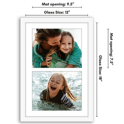 Americanflat Double Picture Frame | CF1218WHT2810 | Shatter-Resistant Glass