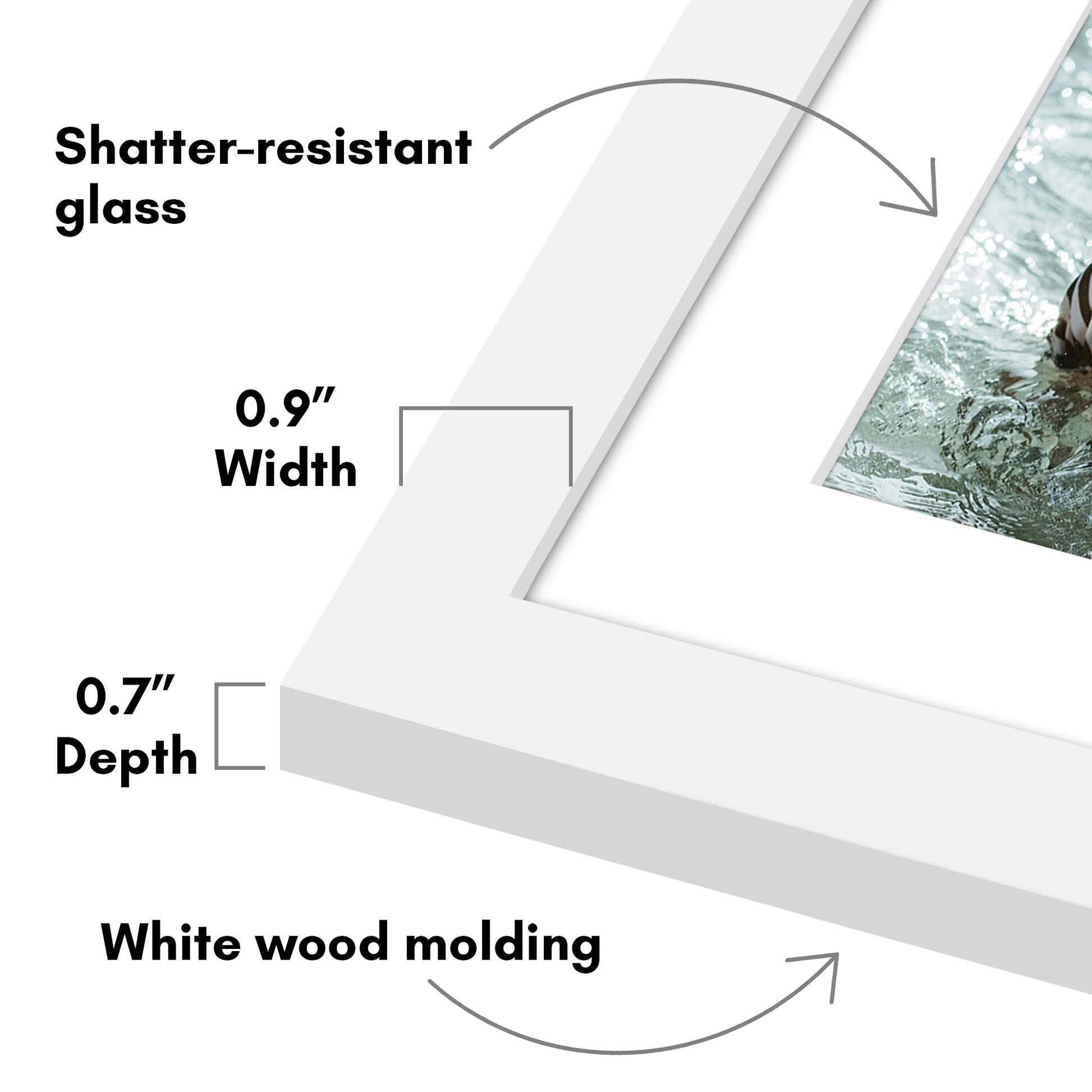 Americanflat Double Picture Frame | CF1218WHT2810 | Shatter-Resistant Glass