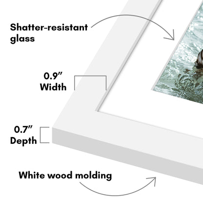 Americanflat Double Picture Frame | CF1218WHT2810 | Shatter-Resistant Glass