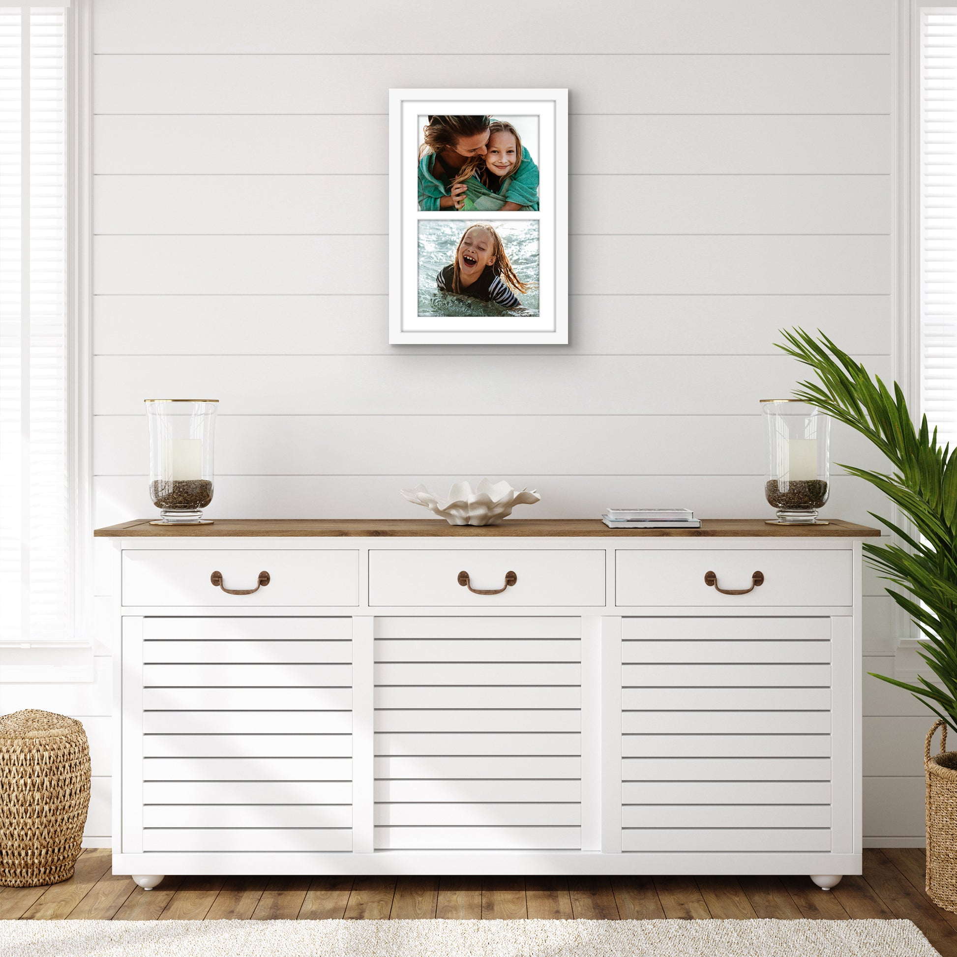 Americanflat Double Picture Frame | CF1218WHT2810 | Shatter-Resistant Glass