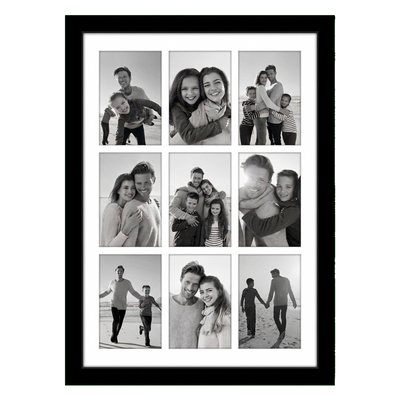 Signature Matted Engineered Wood Collage Frame — 14x20 with 4x6 mat / Black / 9 Opening