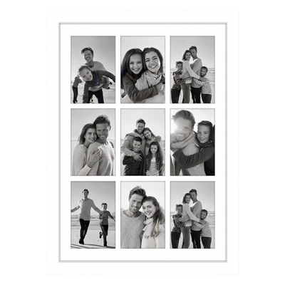 Signature Matted Engineered Wood Collage Frame — 14x20 with 4x6 mat / White / 9 Opening