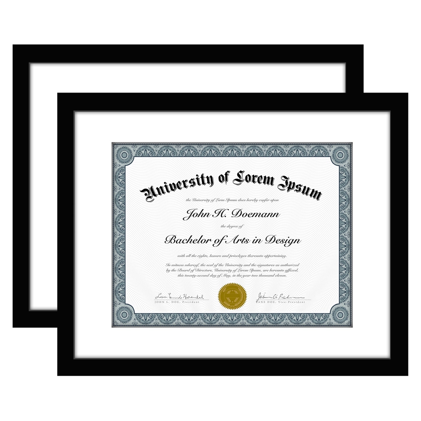 Americanflat 11x14 Diploma Frame with Mat | Set of 2 | Shatter-Resistant Glass