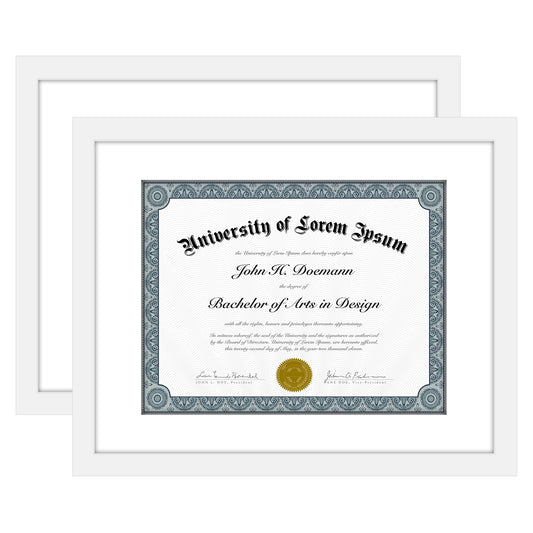 Americanflat 11x14 Diploma Frame with Mat | Set of 2 | Shatter-Resistant Glass