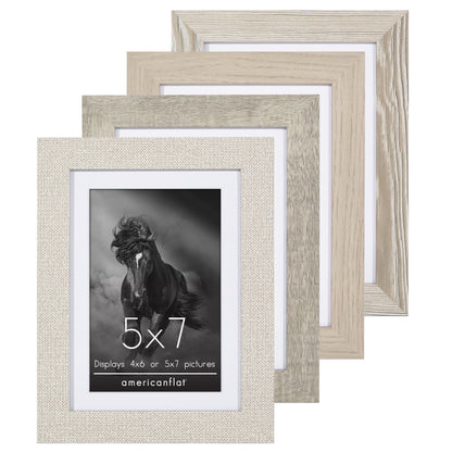 Picture Frame 4 Pack | With Mat | Farmhouse Wall Decor | Protective Glass