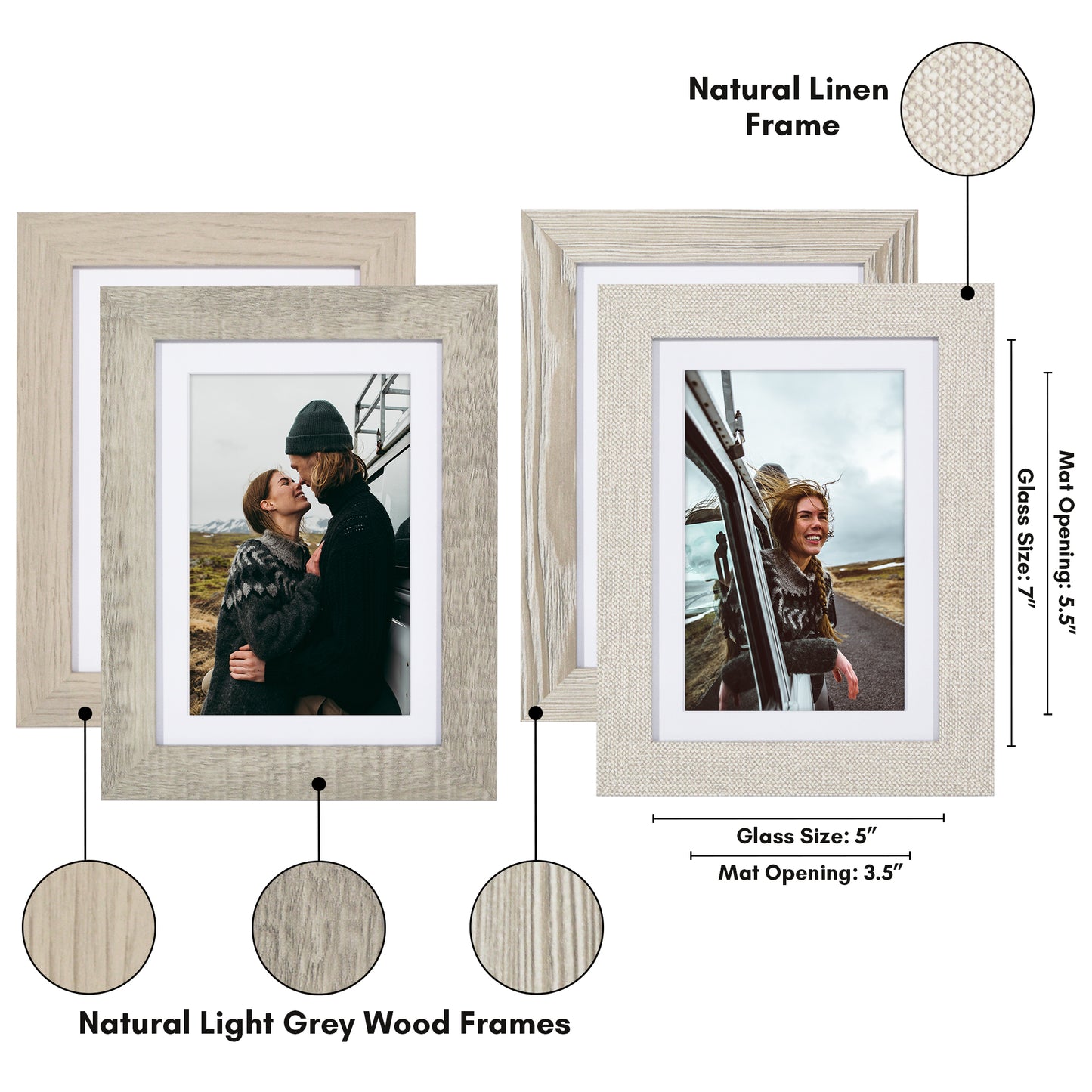 Picture Frame 4 Pack | With Mat | Farmhouse Wall Decor | Protective Glass