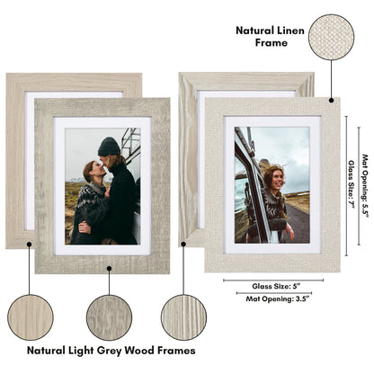 Picture Frame 4 Pack | With Mat | Farmhouse Wall Decor | Protective Glass