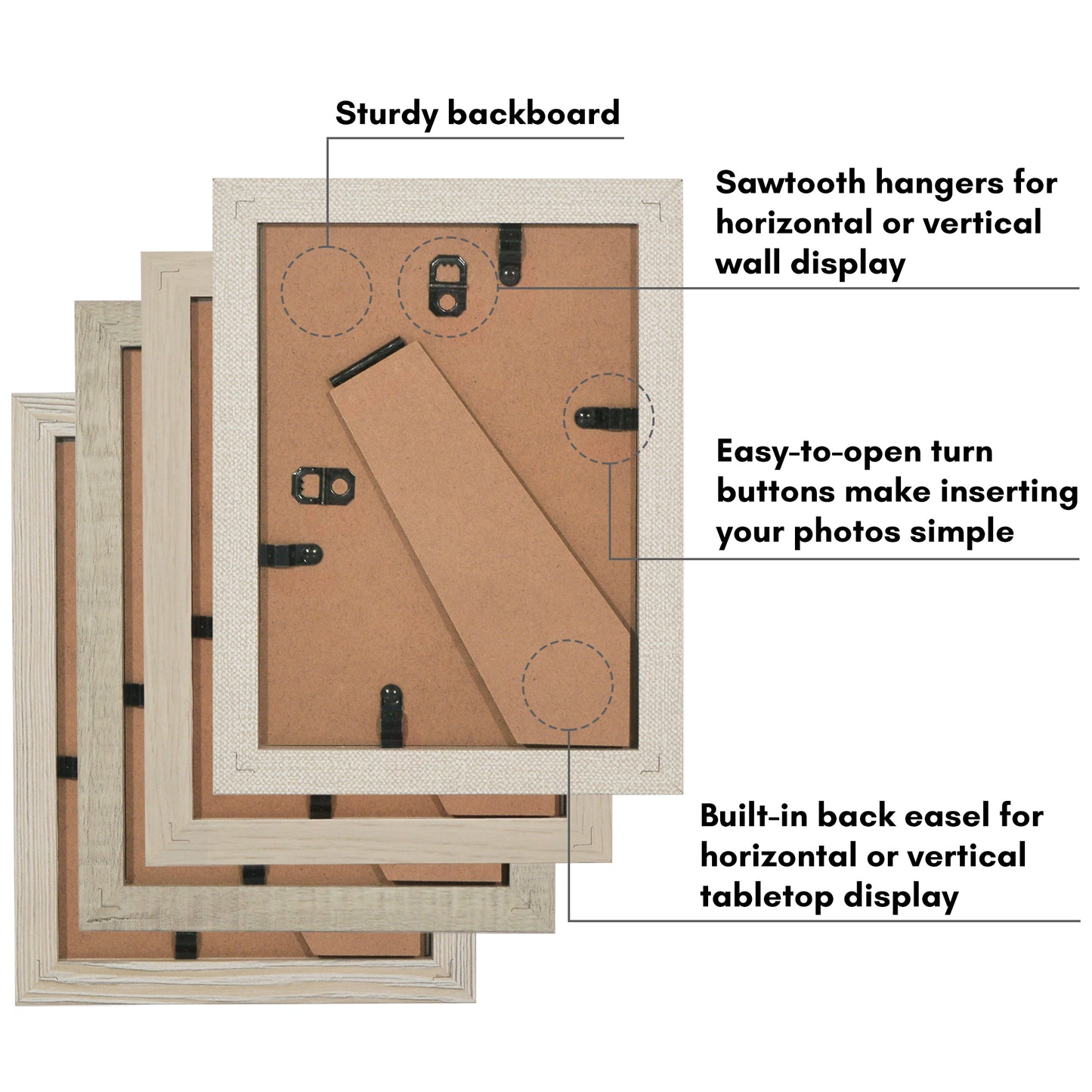 Picture Frame 4 Pack | With Mat | Farmhouse Wall Decor | Protective Glass