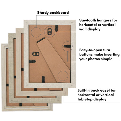 Picture Frame 4 Pack | With Mat | Farmhouse Wall Decor | Protective Glass