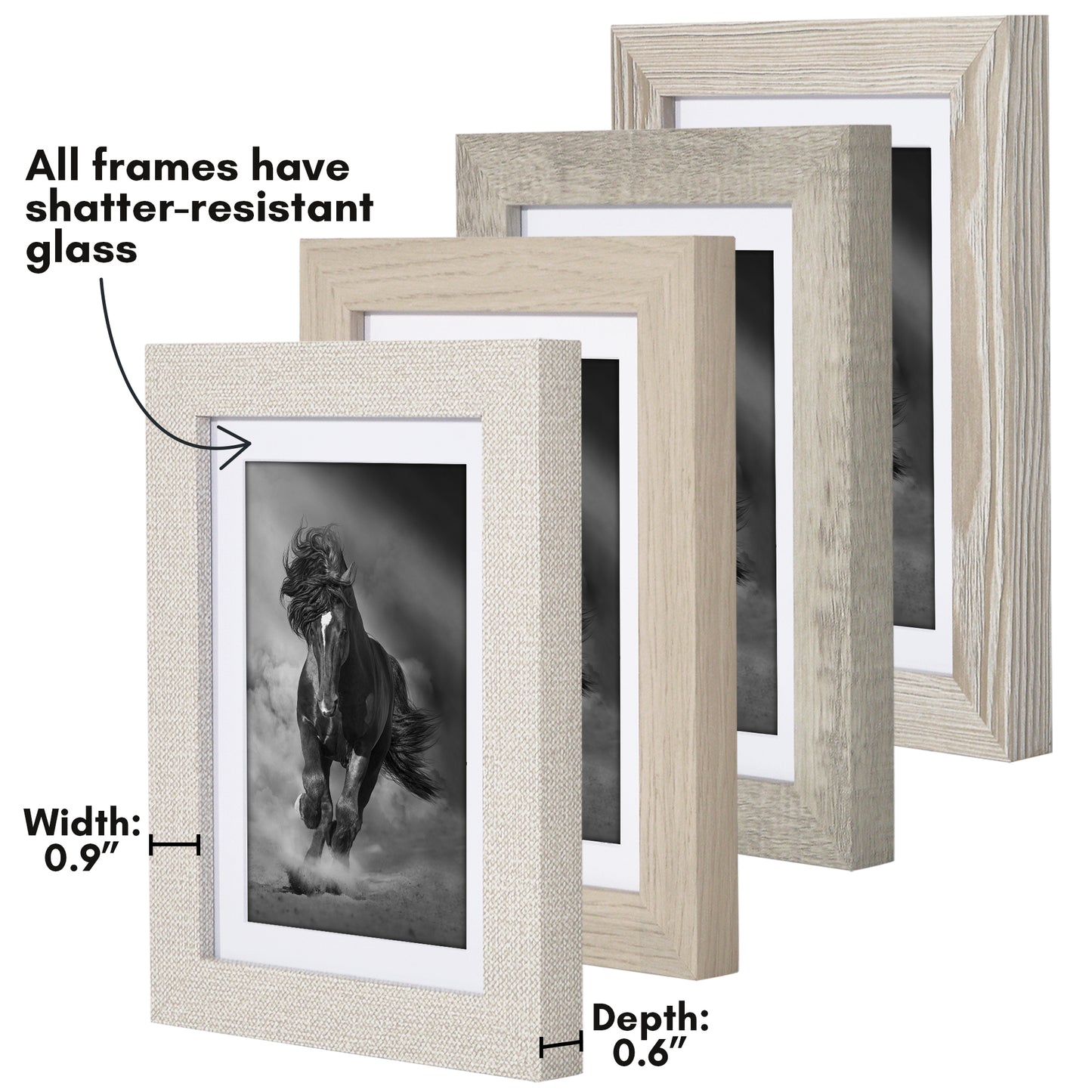 Picture Frame 4 Pack | With Mat | Farmhouse Wall Decor | Protective Glass