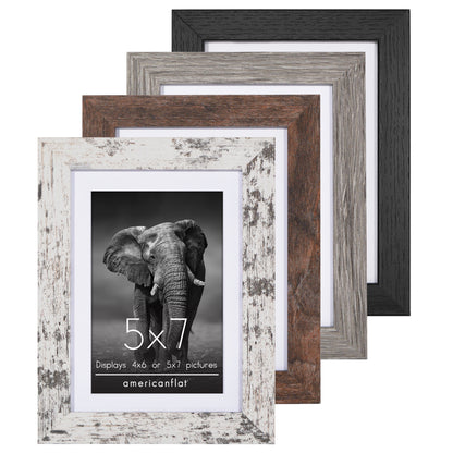 Picture Frame 4 Pack | With Mat | Farmhouse Wall Decor | Protective Glass