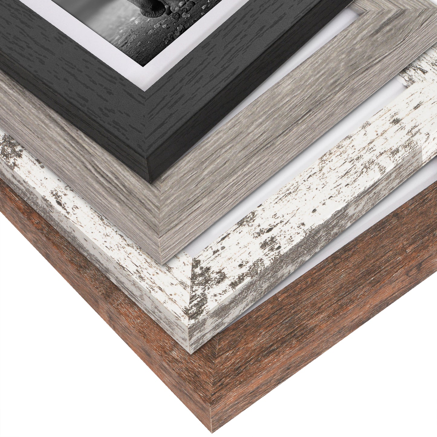 Picture Frame 4 Pack | With Mat | Farmhouse Wall Decor | Protective Glass