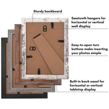 Picture Frame 4 Pack | With Mat | Farmhouse Wall Decor | Protective Glass