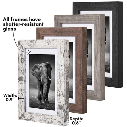Picture Frame 4 Pack | With Mat | Farmhouse Wall Decor | Protective Glass