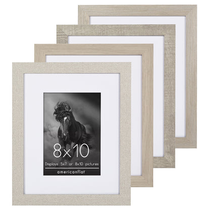 Picture Frame 4 Pack | With Mat | Farmhouse Wall Decor | Protective Glass