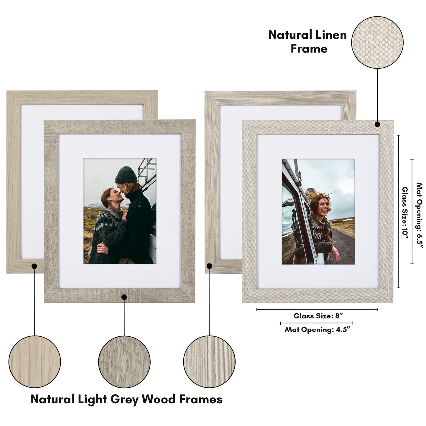 Picture Frame 4 Pack | With Mat | Farmhouse Wall Decor | Protective Glass