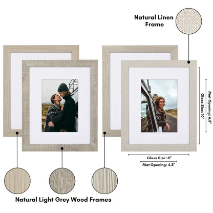 Picture Frame 4 Pack | With Mat | Farmhouse Wall Decor | Protective Glass