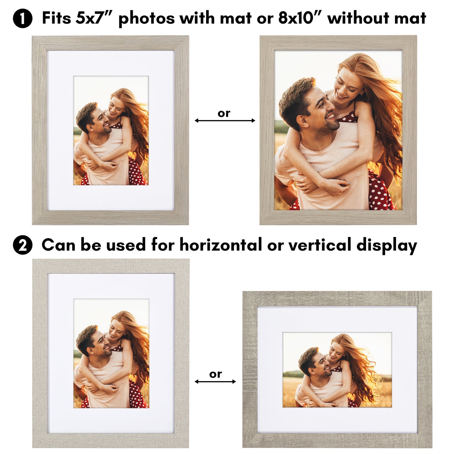 Picture Frame 4 Pack | With Mat | Farmhouse Wall Decor | Protective Glass