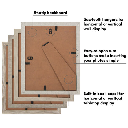 Picture Frame 4 Pack | With Mat | Farmhouse Wall Decor | Protective Glass