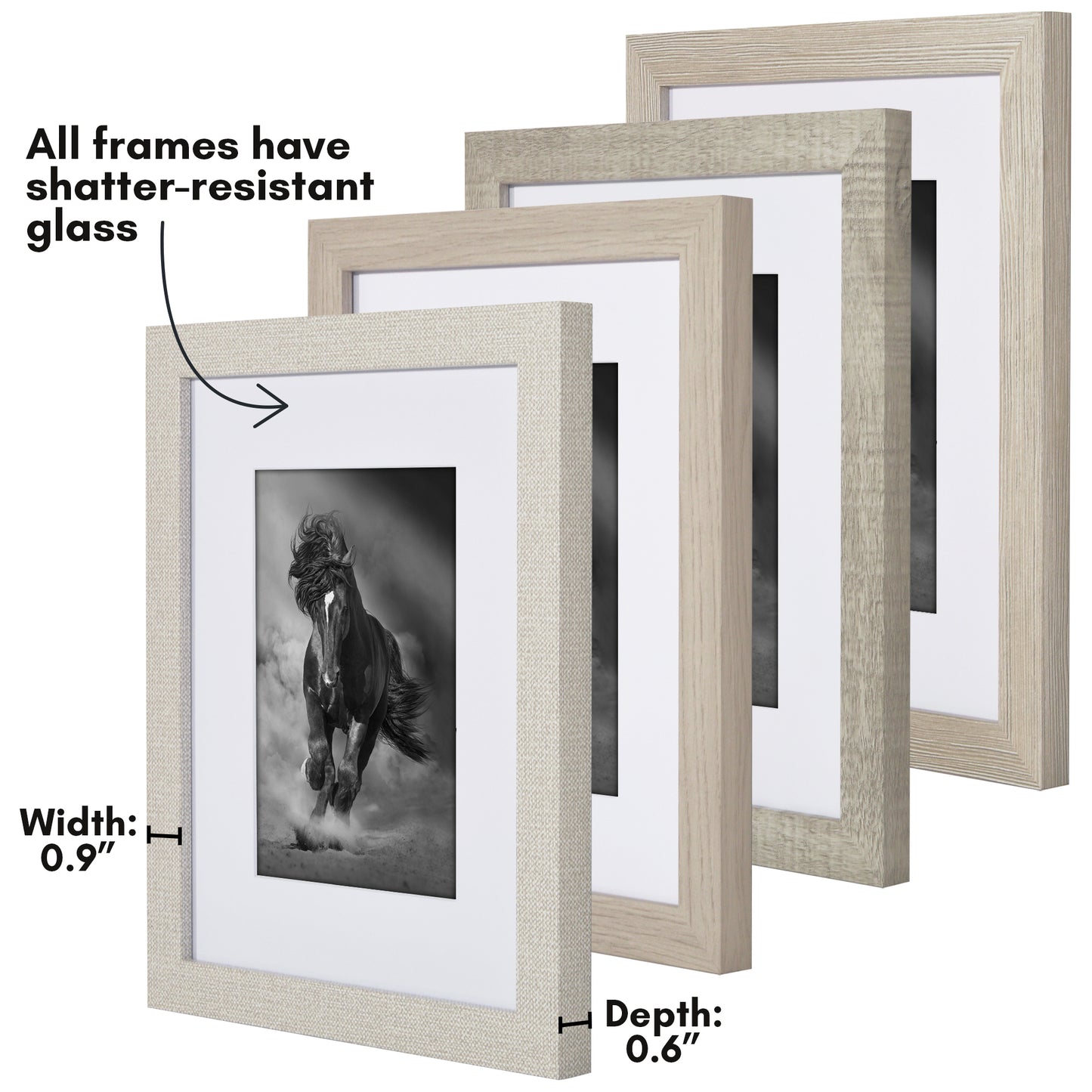 Picture Frame 4 Pack | With Mat | Farmhouse Wall Decor | Protective Glass
