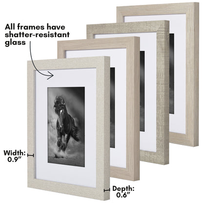 Picture Frame 4 Pack | With Mat | Farmhouse Wall Decor | Protective Glass